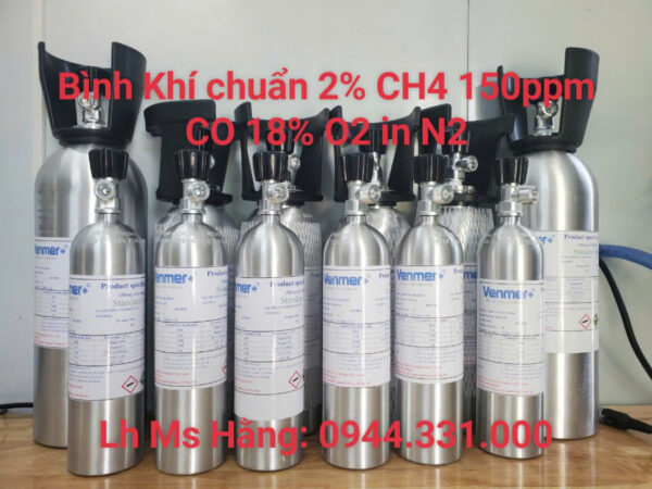 Bình Khí chuẩn 2% CH4 150ppm CO 18% O2 in N2