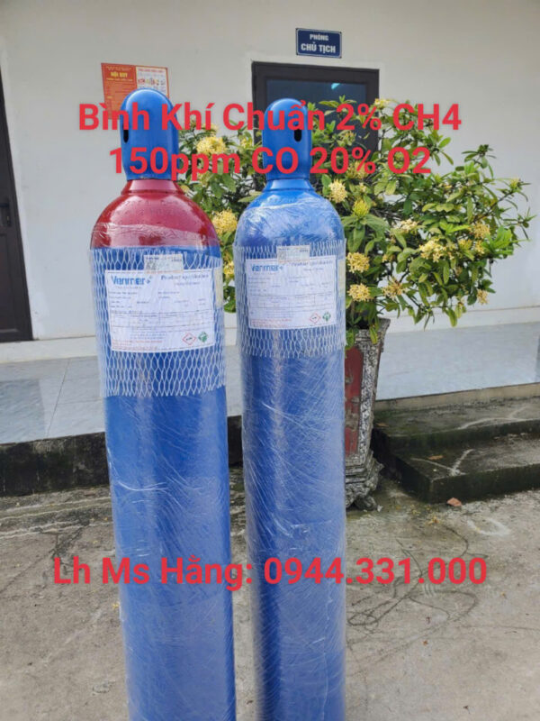 Bình khí chuẩn 2% CH4 150ppm CO 20% O2