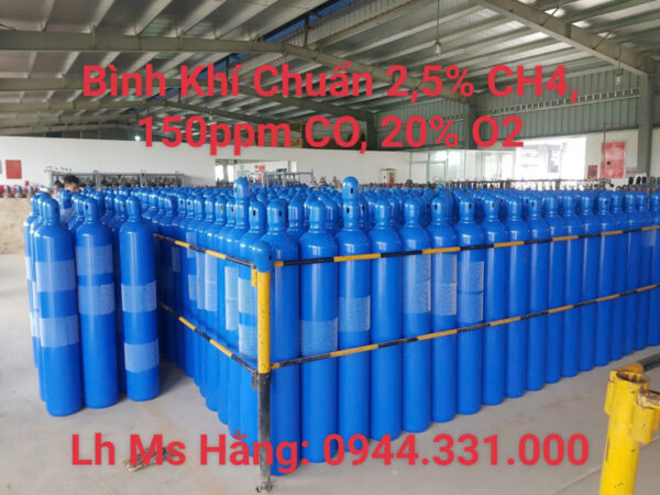 Bình khí chuẩn 2,5% CH4, 150ppm CO, 20% O2