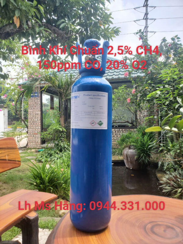 Bình khí chuẩn 2,5% CH4, 150ppm CO, 20% O2