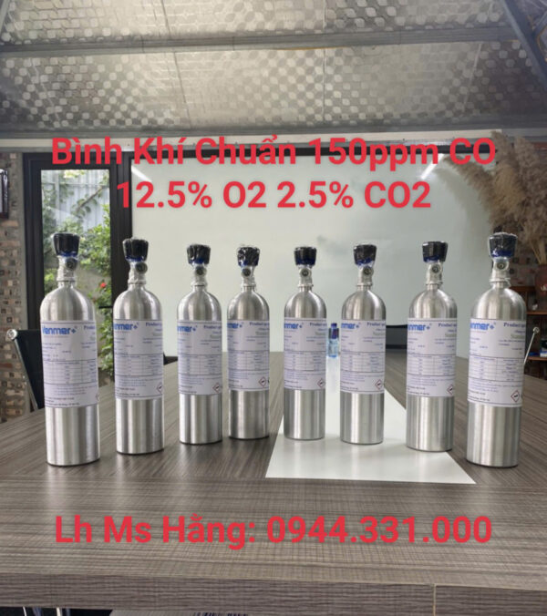 Bình khí chuẩn 150ppm CO 12.5% O2 2.5% CO2