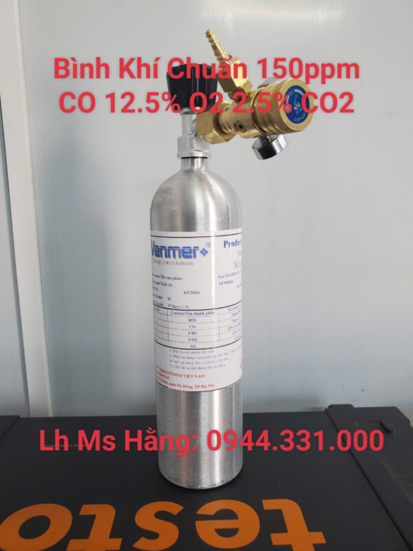 Bình khí chuẩn 150ppm CO 12.5% O2 2.5% CO2