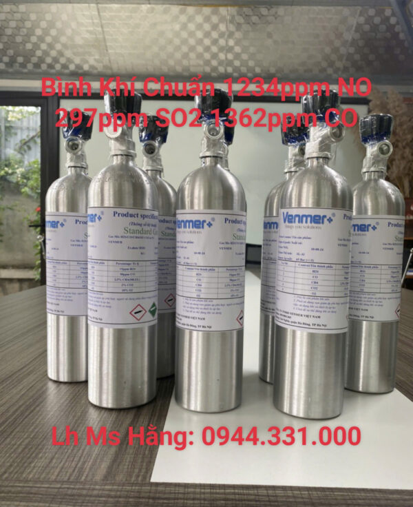 Bình khí chuẩn 1234ppm NO 297ppm SO2 1362ppm CO