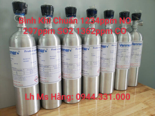 Bình khí chuẩn 1234ppm NO 297ppm SO2 1362ppm CO