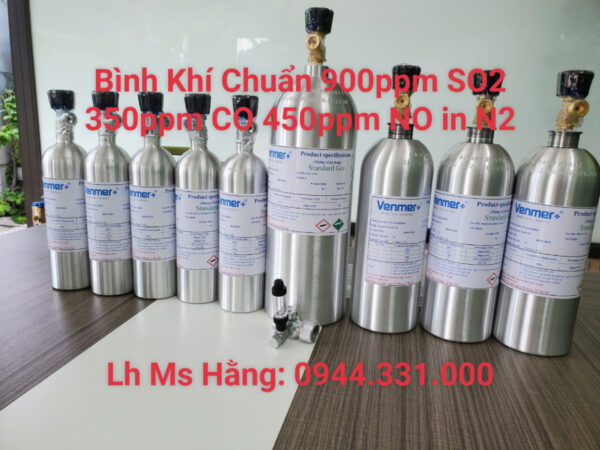 Bình khí chuẩn 900ppm SO2 350ppm CO 450ppm NO in N2