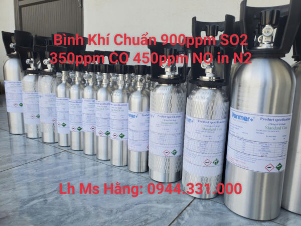 Bình khí chuẩn 900ppm SO2 350ppm CO 450ppm NO in N2