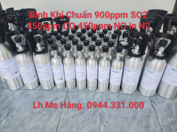 Bình khí chuẩn 900ppm SO2 350ppm CO 450ppm NO